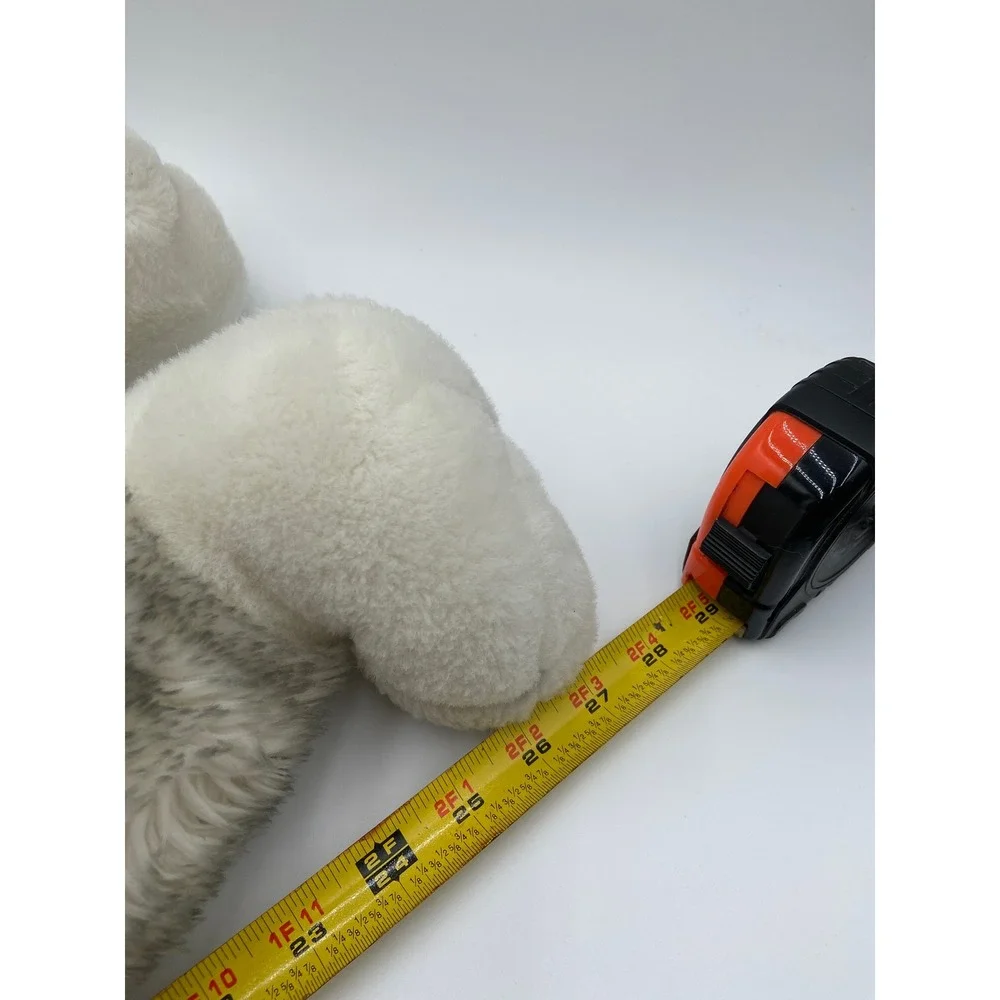 Aurora Husky Dog Plush Gray White Large 28 Inch Realistic Blue Eyes Lying Down